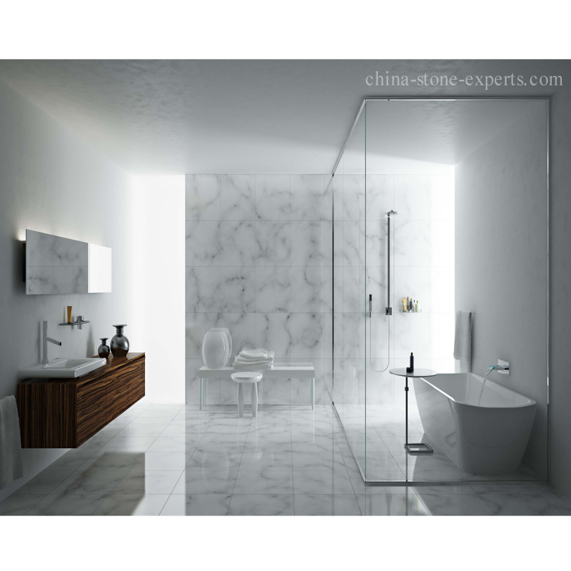  Polished China White Marble Black Stripes Bathroom Floor Tile (YQZ-MT1003) 