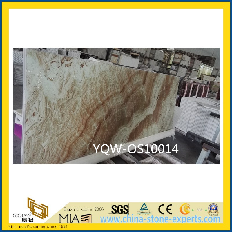 White / Brown Onyx Stone Slab for Wall with Cheap Price
