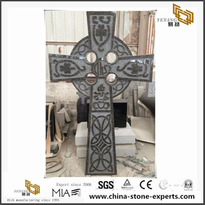 Black Carved Cross Monuments for Cemetery top Quality