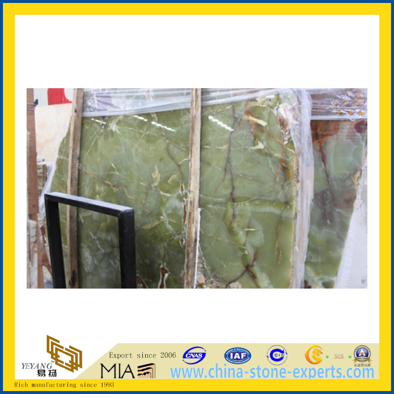 Polished Natural Stone Green Onyx Marble Slabs for Countertop/Vanitytop (YQC)