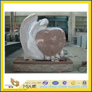 G664 Red Granite Heart with Angle Monument&Tombstone (YQA-T1006)