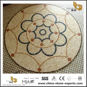 Yellow Round Marble Mosaic Medallion For Garden Floor And Others