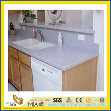 Polished Artificial Quartz Bathroom White Marble Granite Vanitytop (YQC)