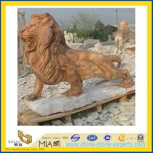 Marble Garden Lion Stone Sculpture for Garden(YQC)