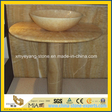Yellow Onyx Pedestal Basin for Luxury Bathroom