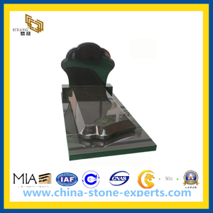 Mongolia Black Basalt Stone Carved Tombstone Monument for Cemetery (YQZ-MN)