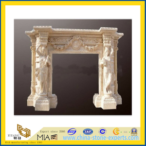 Sculpture Carving Beige Marble Fireplace (YQC)
