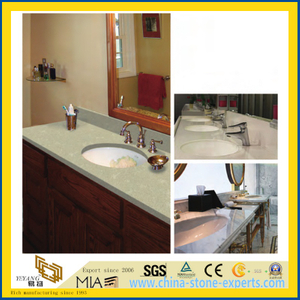 Polished Prefab Sparkle White/Golden Artificial Quartz Stone Bathroom Vanity Top
