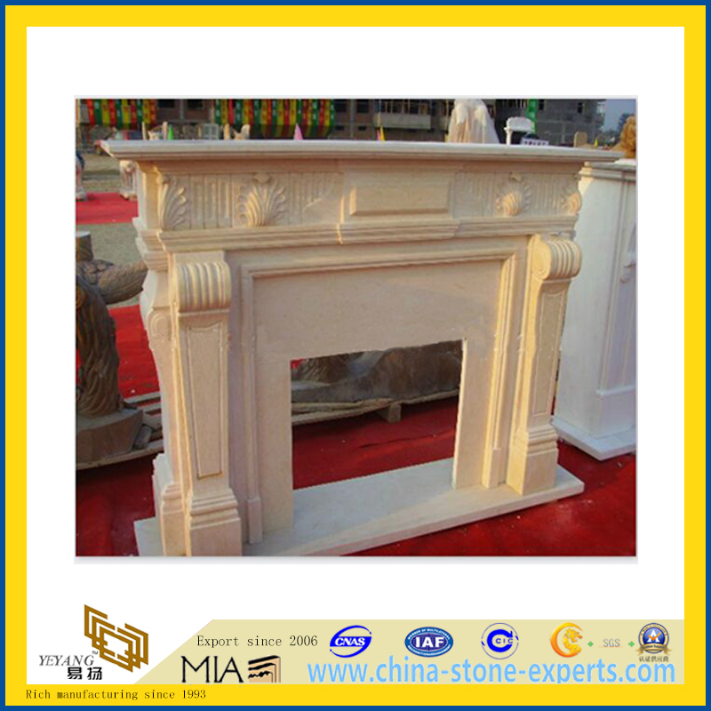 European Yellow Sandstone Fireplace Mantel for Home(YQC)