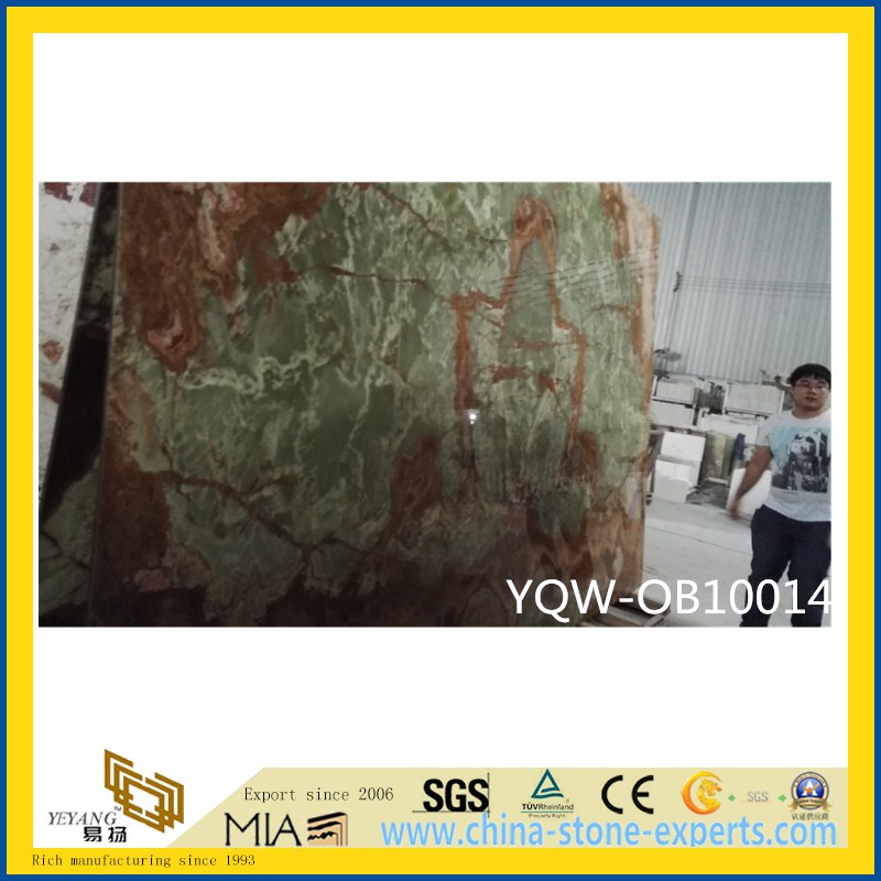 Polished Green/Red Natural Stone Onyx for Hotel Background