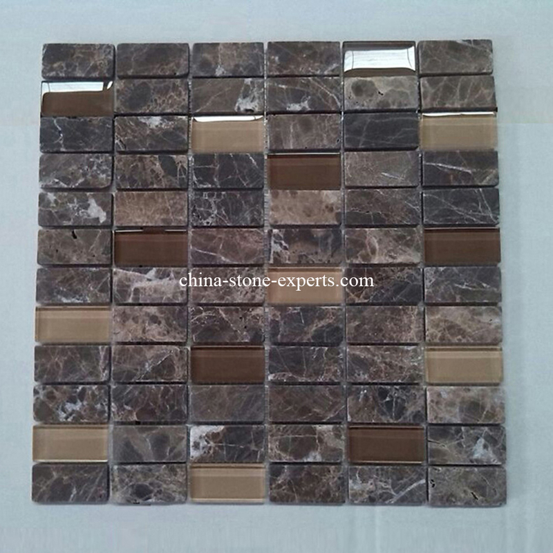Brown Marble Stone Mosaic Tile for Decoration / Background Wall (YQZ-M1004)