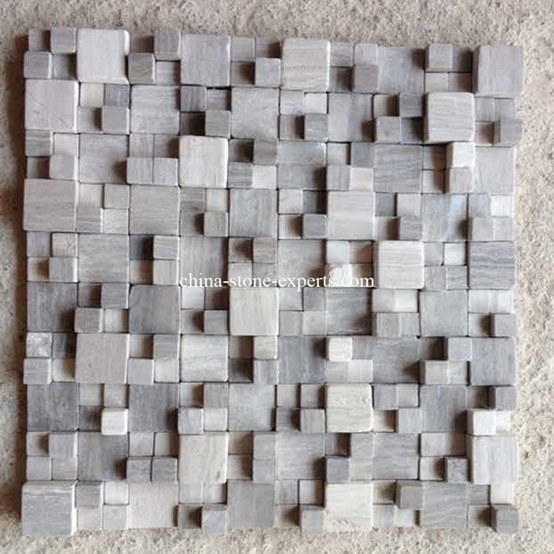 Honed Gray Small Square Stone Mosaic for Outdoor Wall(YQZ-M1012)
