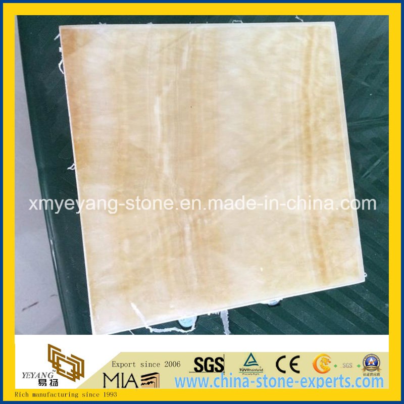 Translucent Honey Onyx Glass Composite Tile as Interior Wall Material
