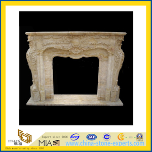 Custom Marble Stone Carved Fireplace Mantel Surrounds for Sale(YQC)