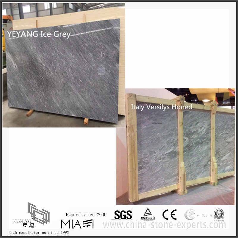 Custom New Roman Ice Dark Grey Marble Slabs For Kitchen Bathroom