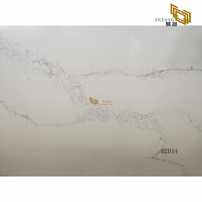 Polished white calacatta quartz slab artificials stone tiles factory manufacture
