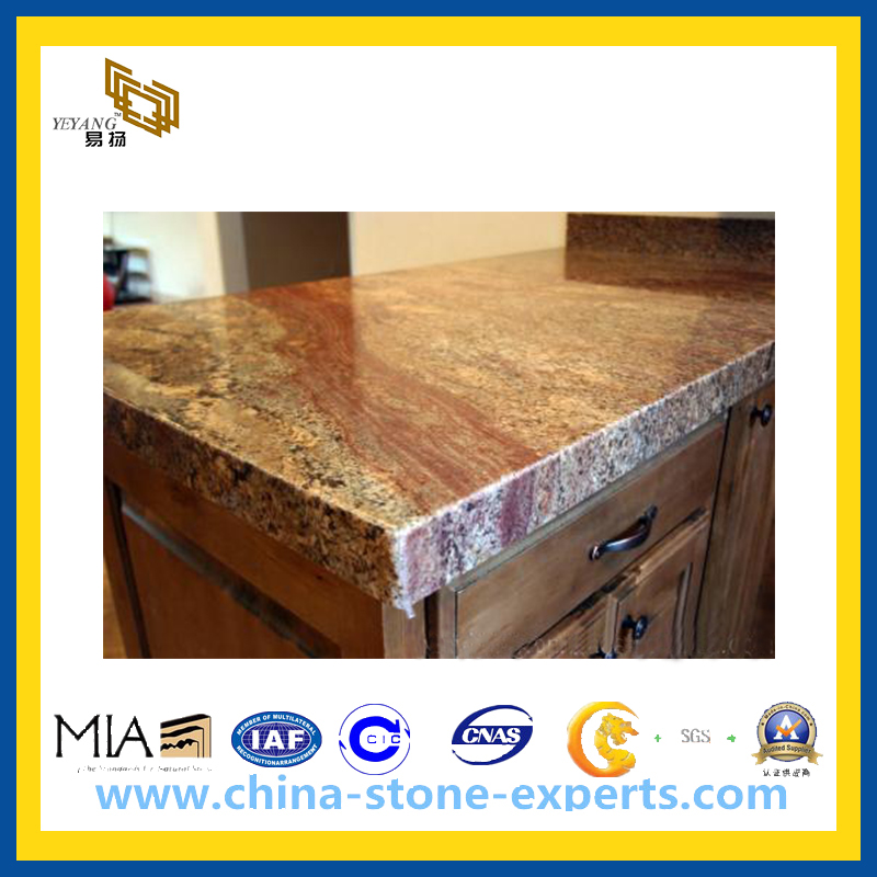 Bordeaux Light Red Pink Splash Ink Vanity Top Granite Kitchen