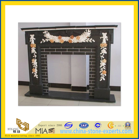Black Stone Fireplace Mantel / Fire Place (YQA)