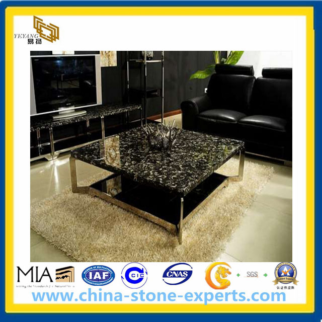 Black fossil marble table top (YQA-MC1006)