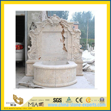 Hand Carved Beige Marble Stone Outdoor Wall Fountain(YQG-LS1031)