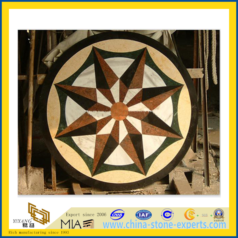 Marble Stone Floor Waterjet Medallion for Interior Tile Decoration (YQZ-M)