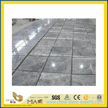 Natural Polished Silver Grey Marble Tile for Wall/Flooring (YQC)