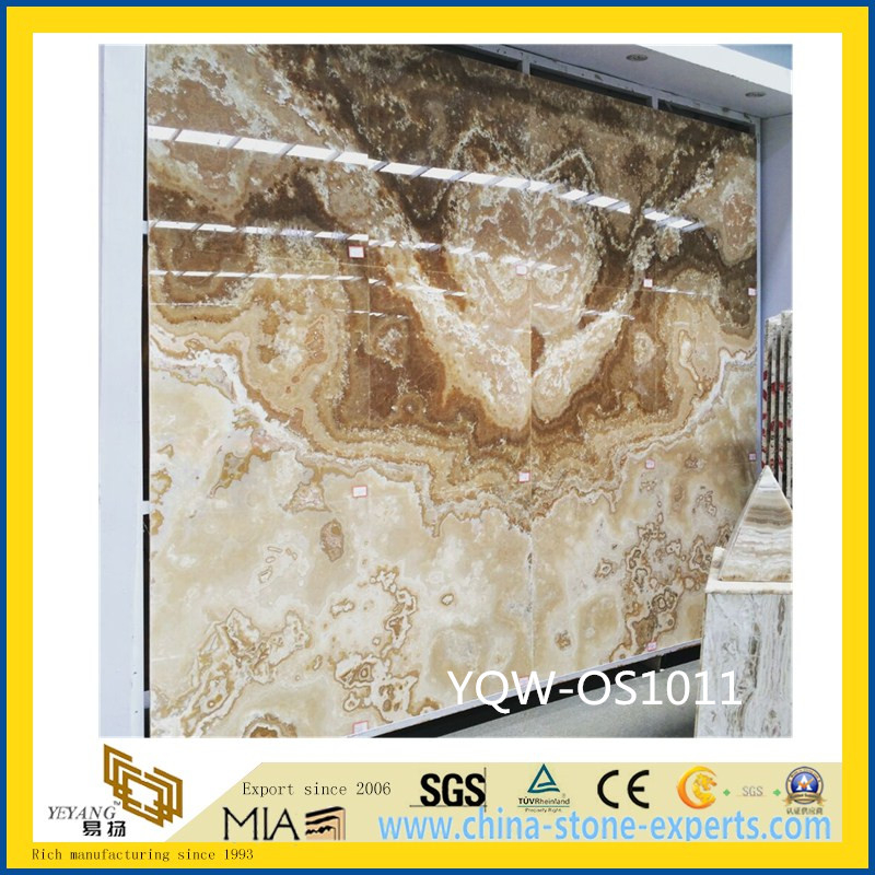 Brown / Yellow Natural Stone Onyx for Hotel Background
