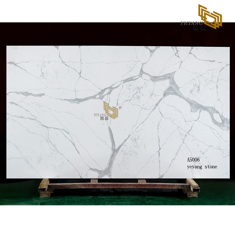 Natural marble vein white artificial quartz slabs wholesale(A5006)