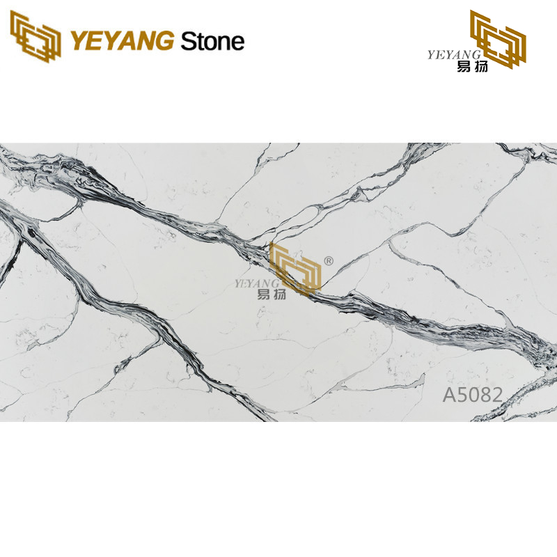 Marble Look Composite Quartz for Waterfall Kitchen Island And Backsplash Wall A5082
