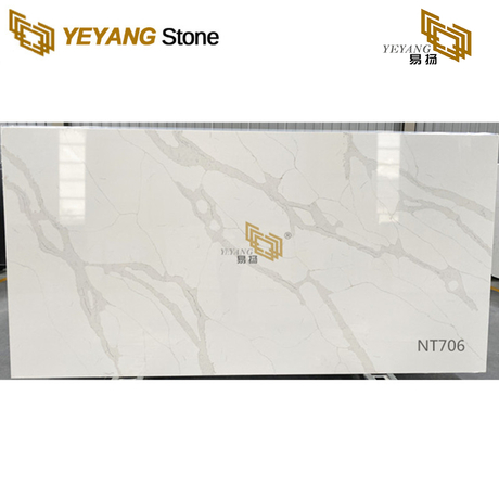 Simply White Quartz Countertops with Gold Lines NT706