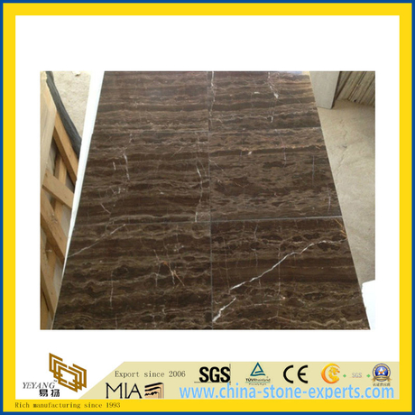 Natural Polished Coffee Brown Marble Tile for Wall/Flooring (YQC)