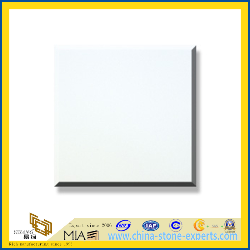 Polished Natural Stone Pure White Marble Slabs for Wall/Flooring (YQC)