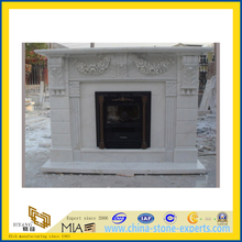 Carved Hunan White Marble Stone Fireplace(YQG-F1009)